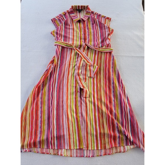 Nina Leonard Printed Button Down Dress with Collar Size XL Multicolor - Picture 3 of 9